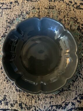 Magnolia Glossy Scalloped Serving Bowl in Deep Blue Green Pasta Bowl